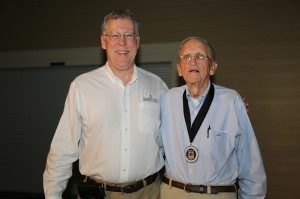 University of Georgia College of Agricultural and Environmental Sciences Dean Sam Pardue, left, presented Frank McGill with the Medallion of Honor during a special event on Thursday, May 2, on the UGA Tifton campus.
